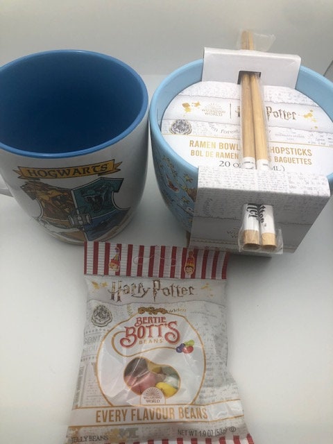 Harry Potter Hogwarts mug, Ramen Bowl and Harry Potter Jelly Beans. Perfect gift!