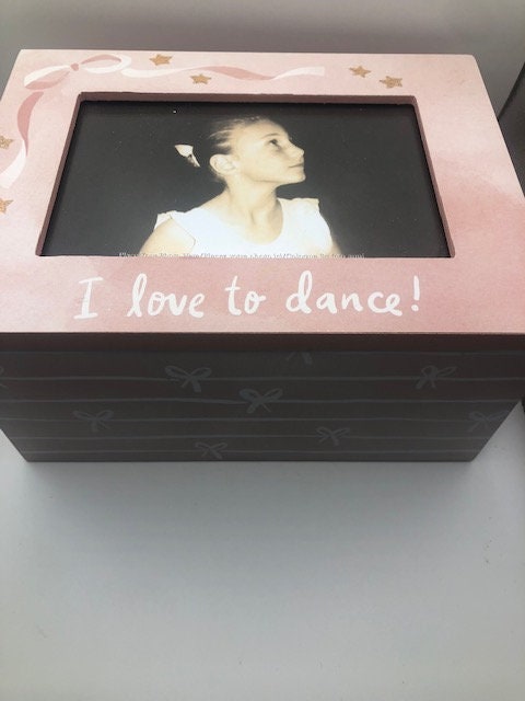 I Love to Dance Treasures Box With Photo Frame On Top.