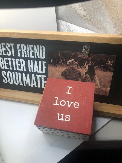 Soulmate photo frame and "I love us" wooden box